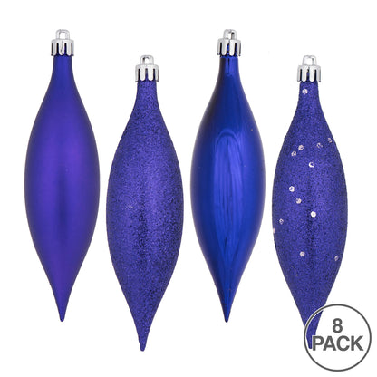 Vickerman 5.5" Purple Finial Drop Christmas Ornament Assorted 4 Finish 8 per Pack