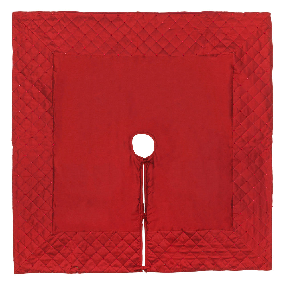 Vickerman 52" Red Quilt Stitch Jewel Christmas Tree skirt