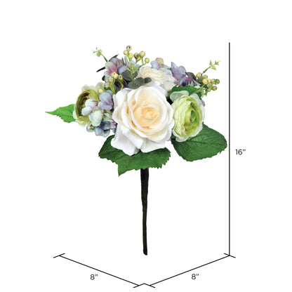 Vickerman 16" Artificial White Hydrangea Bush.