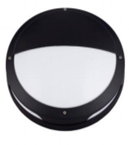 Sunlite 81384 11-Inch LED Outdoor Wall & Bulkhead Round Light Fixture, 20 Watts (70W Equivalent), 1000 Lumens, Dimmable, 50,000 Hour Life Span, Color Selectable 30K/40K/50K, Black Finish, ETL Listed