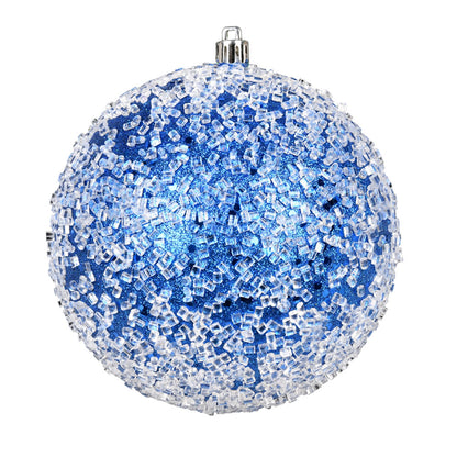 Vickerman 4.75" Blue Glitter Hail Ball Ornament 4 per Bag