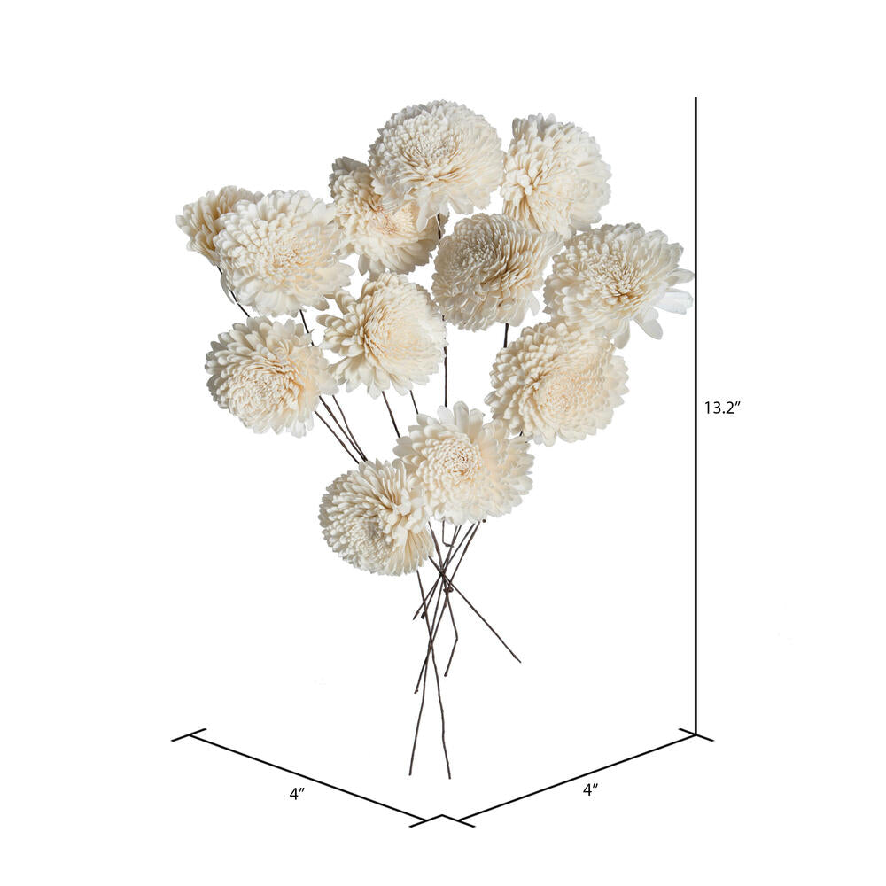 Vickerman Natural Botanicals 4" Natural Dried Zinnia Sola Flower on 12" wire stem- 12 stem/polybag.