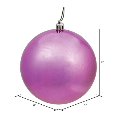 Vickerman 6" Mauve Shiny Ball Ornament 4 per Bag