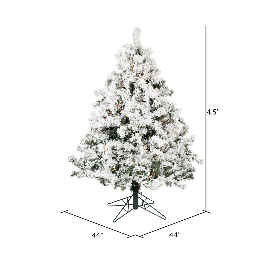 Vickerman 4.5' Flocked Alaskan Pine Artificial Christmas Tree Clear Dura-Lit lights