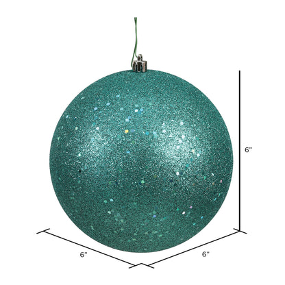 Vickerman 6" Teal Sequin Ball Ornament 4 per Bag