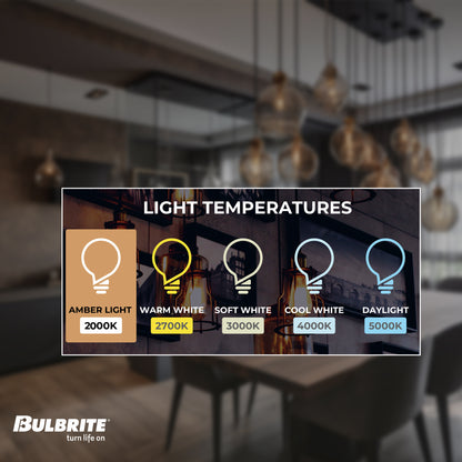 Bulbrite LED Grand Bulb and Pendant Kit of (1) 4 Watt Antique Glass 12" Jewel Shaped Bulb and (1) Gunmetal Black Open Socket Pendant on Silver Fabric Braided Cord - 2000K (Amber Light)