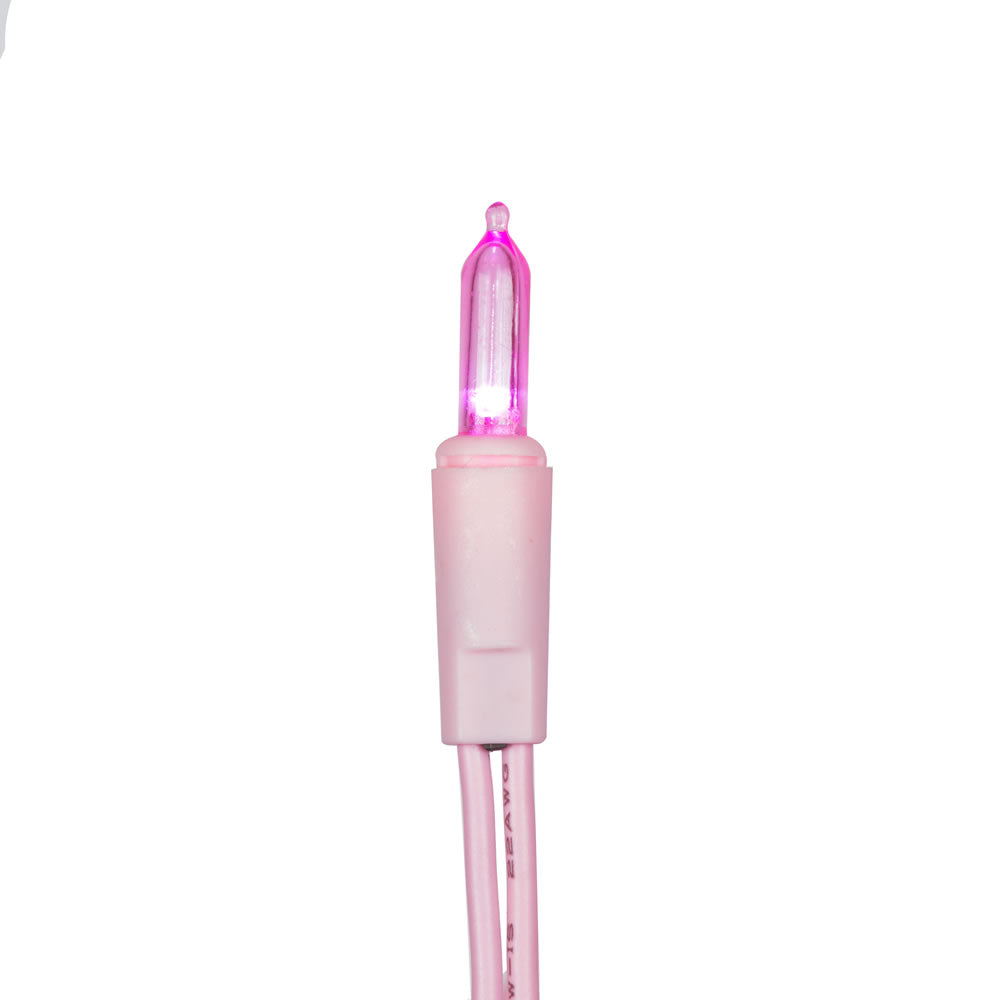Vickerman 50 Light LED Pink Dura-Lit Mini Lights, Pink Wire