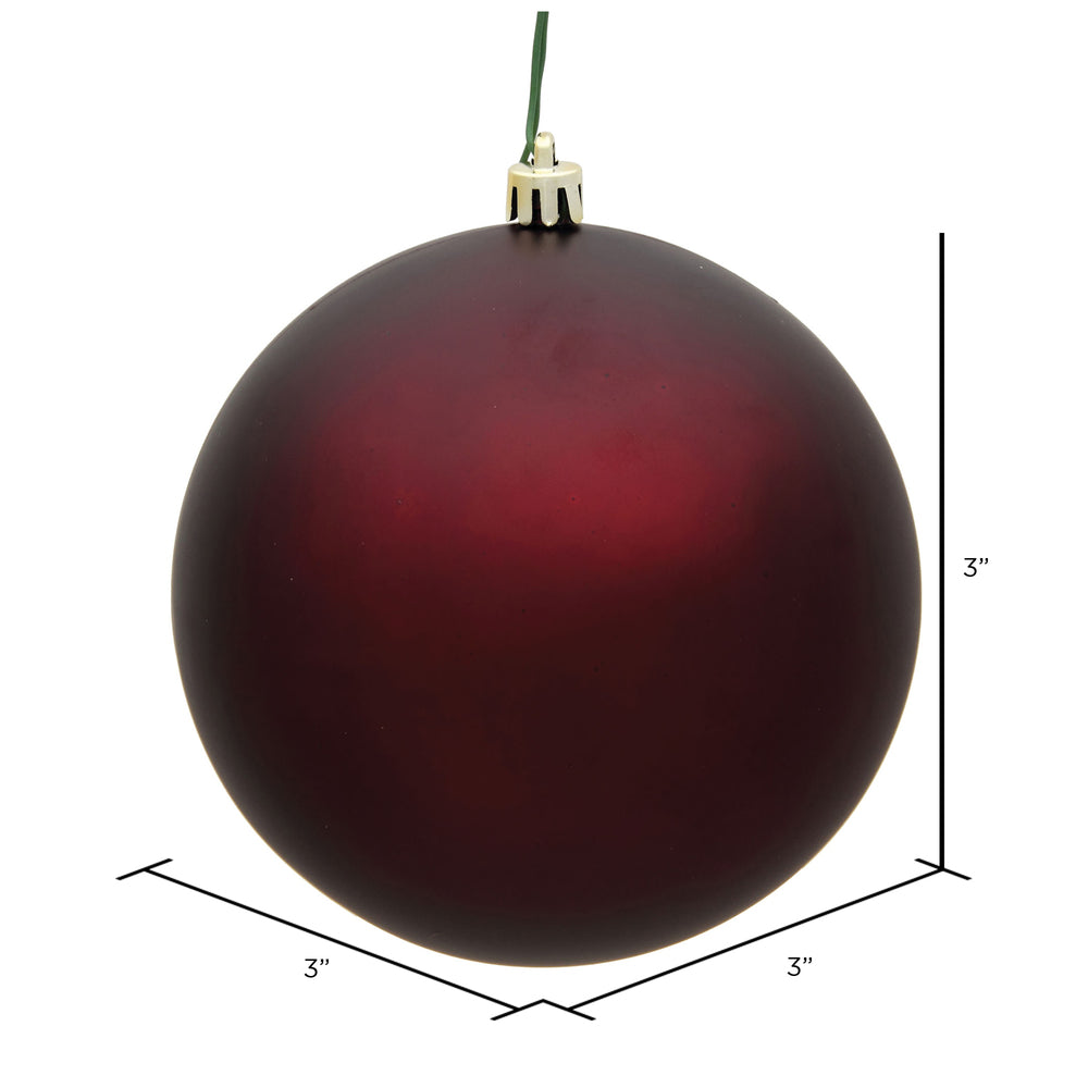 Vickerman 3" Burgundy Matte Ball Ornament 12 per Bag