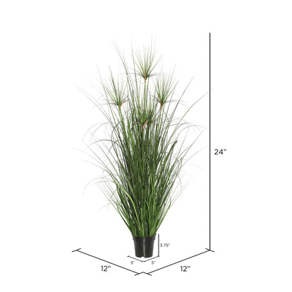 Vickerman 24" Artificial Potted Green Grass.
