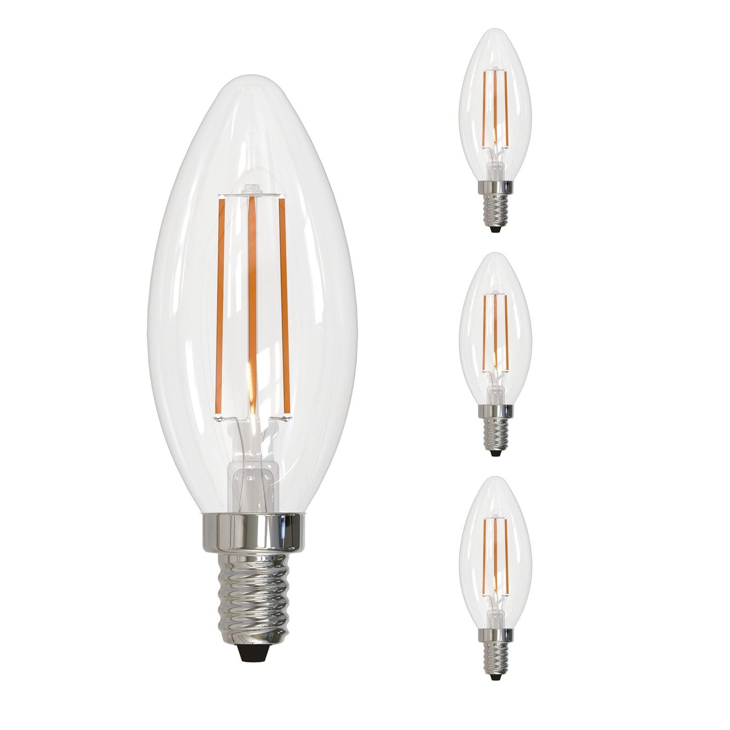 Bulbrite 4W LED LIGHT BULB B11 4000K FILAMENT E12 CANDELABRA BASE, DIMMABLE, JA8 4PK (776930)