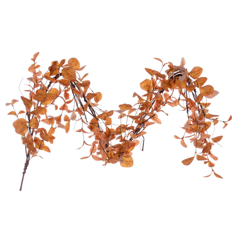 Vickerman 5' Orange Artificial Leaf Garland.