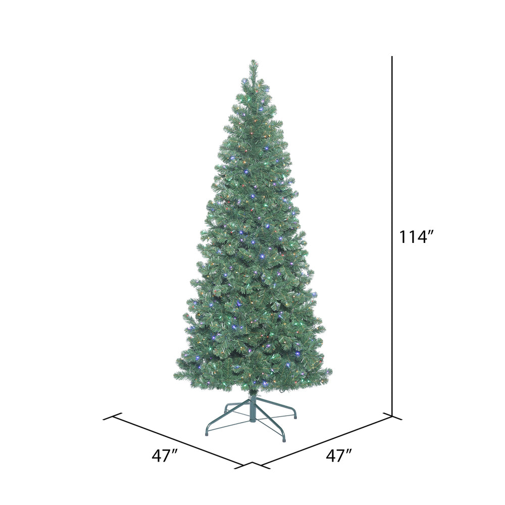 Vickerman 9' Oregon Fir Slim Artificial Christmas Tree Multi-Colored LED Lights