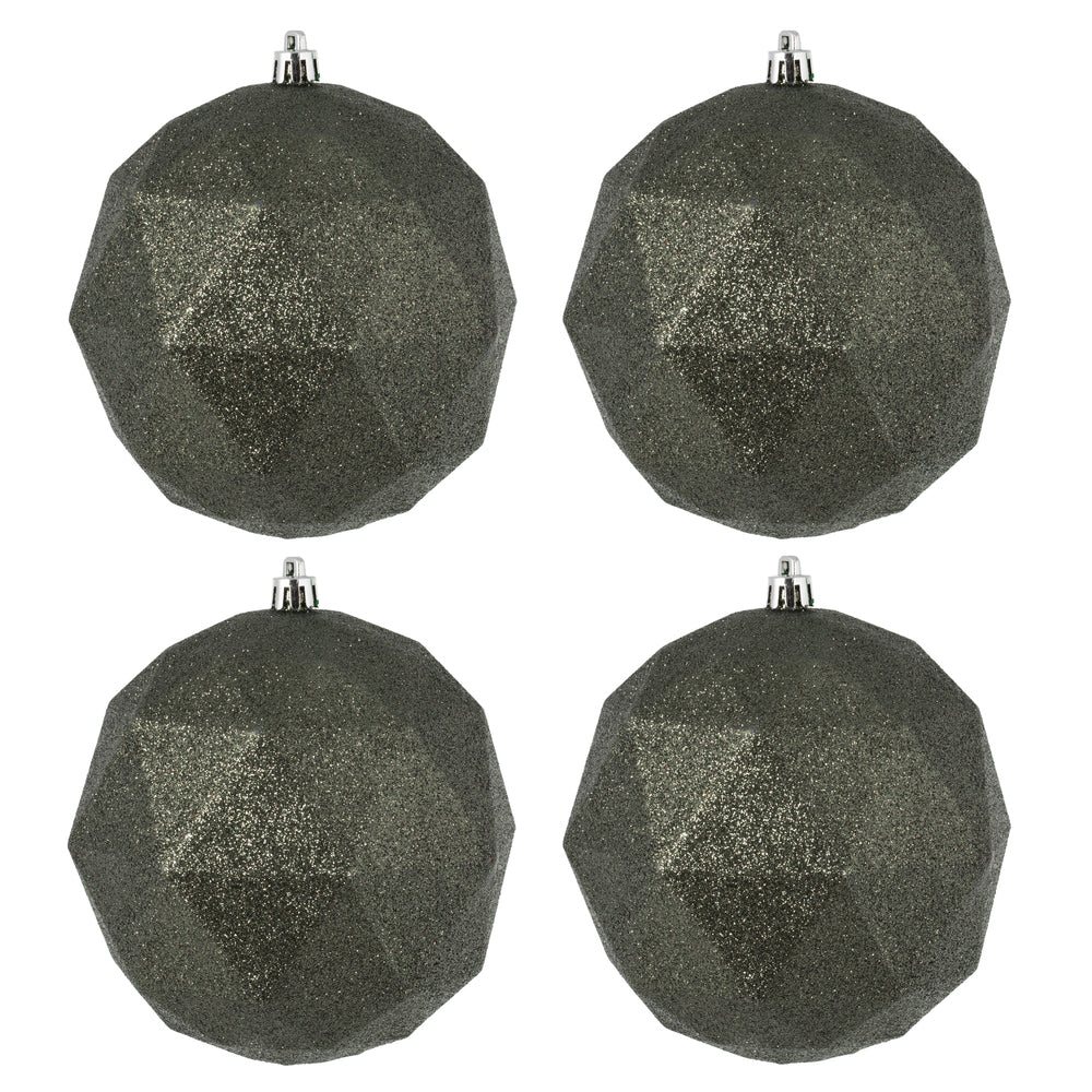 Vickerman 4.75" Wrought Iron Glitter Geo Ball 4/Bg