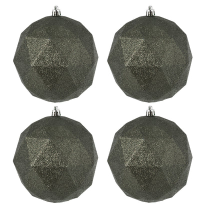 Vickerman 4.75" Wrought Iron Glitter Geo Ball 4/Bg