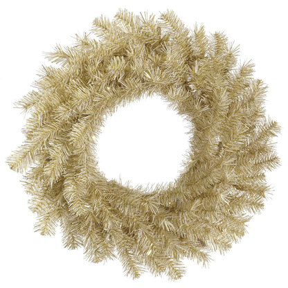 Vickerman 48" White and Gold Tinsel Artificial Christmas Wreath Unlit