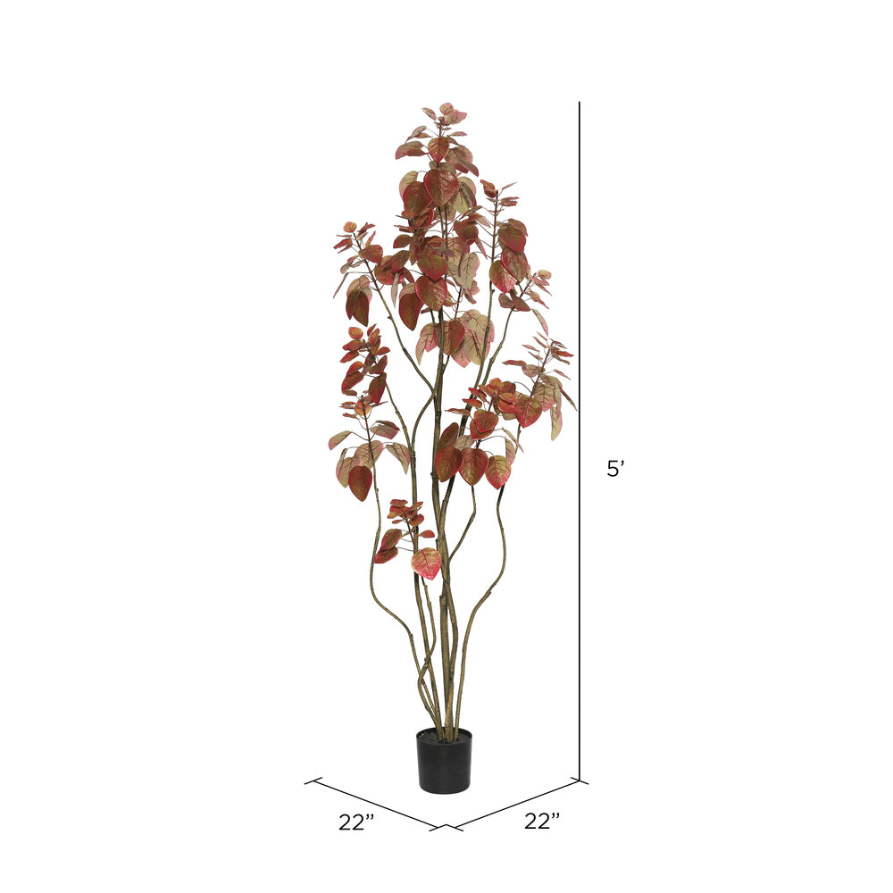 Vickerman 5' Artificial Red Potted Rogot Rurple Tree.
