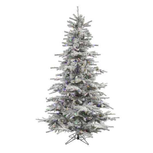 Vickerman 8.5' Flocked Sierra Fir Artificial Christmas Tree Multi-Colored LED Dura-Lit lights