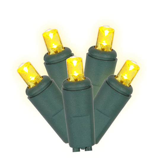 Vickerman 50 Yellow Twinkle Wide Angle LED Light on Green Wire 25' Light Strand.