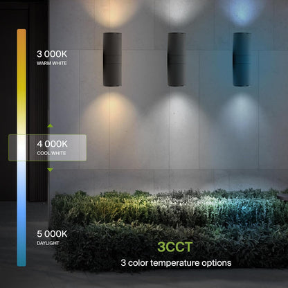 ASD Lighting LED Round Outdoor Wall Cylinder Up and Down 18W CCT Selectable 3000/4000/5000K with Photocell Oil Rubbed Bronze ETL