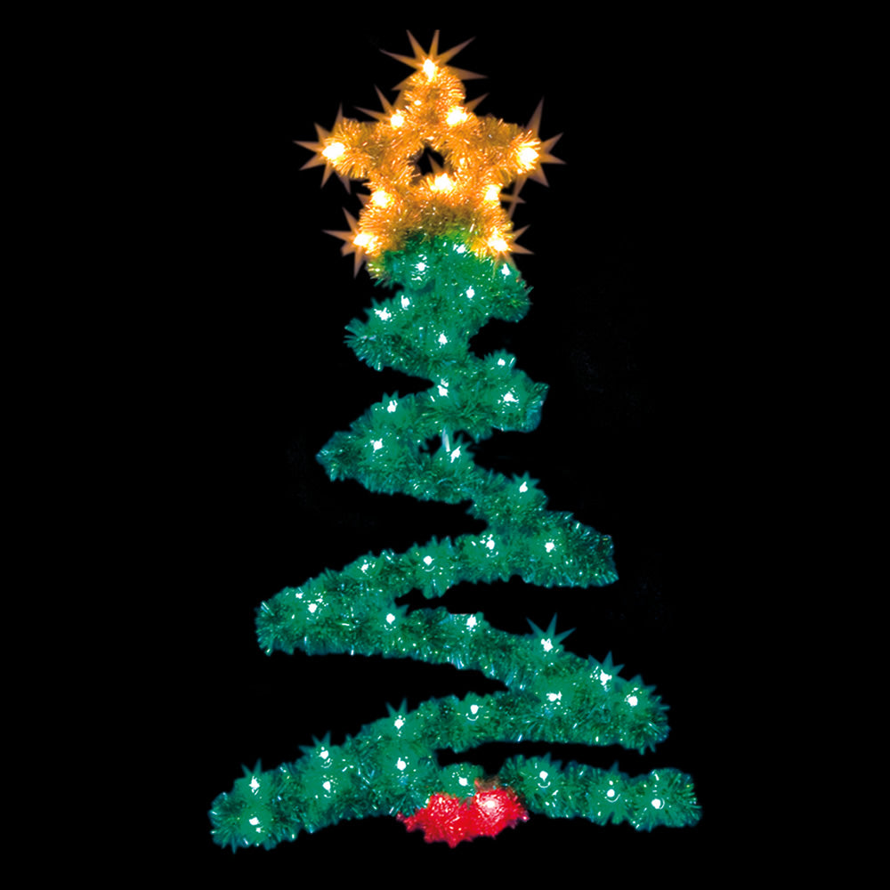 Vickerman 4' Metallic Zig Zag Tree Commercial Pole Decoration With 50 LED Lights.