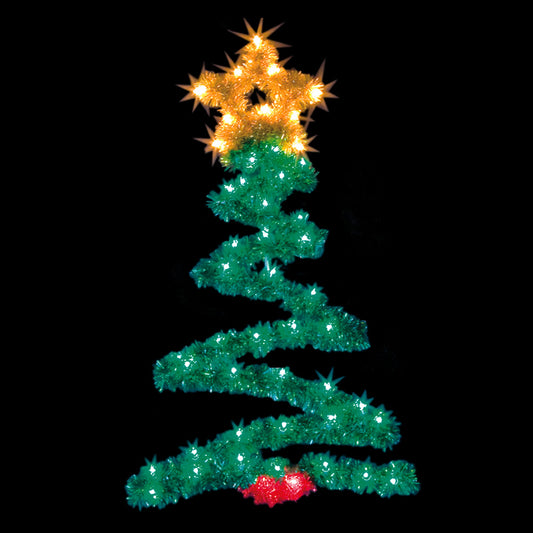 Vickerman 4' Metallic Zig Zag Tree Commercial Pole Decoration With 50 LED Lights.
