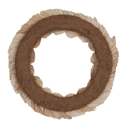 Vickerman Natural Botanicals 24" Bleached Palm Spear Wreath. This wreath measures 24 inches in diameter. It features bleached palm spear leaves on a coco fiber base. This is a dried and preserved natural product.