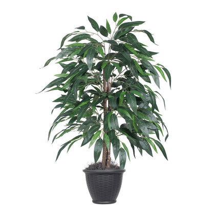 Vickerman 4' Artificial Mango Bush Gray Round Plastic Container.