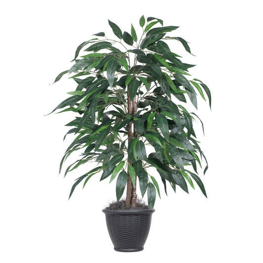 Vickerman 4' Artificial Mango Bush Gray Round Plastic Container.