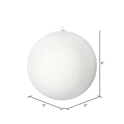 Vickerman 6" White Flocked Ball Ornament 4 per bag.