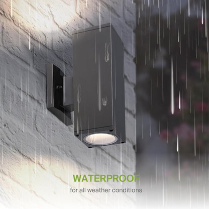 ASD Lighting BULB Square Outdoor Wall Cylinder, Up and Downlight Fixture, 120V, 60W Max, 11.81", 50°, Bronze Finish