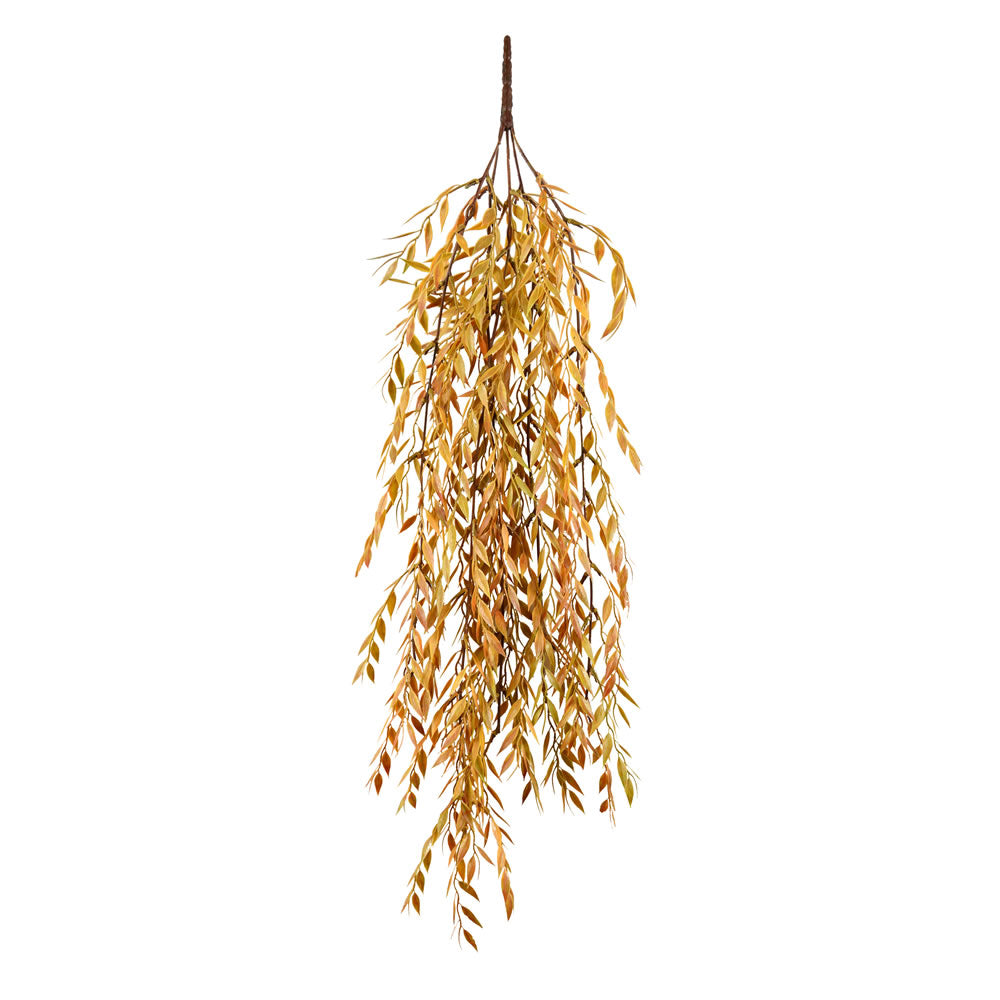 Vickerman 30" Artificial Brown Salix Leaf Hanging Bush Pack of 2