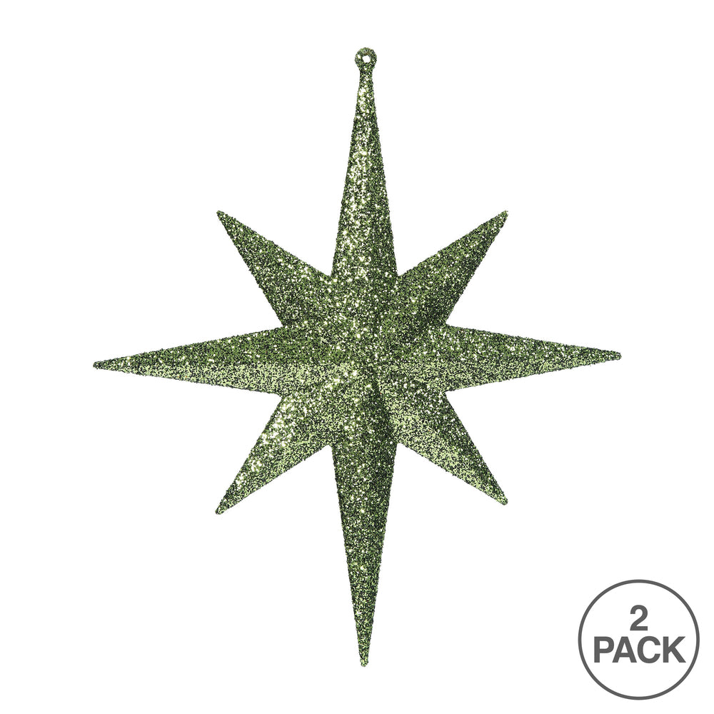 Vickerman 12" Olive Iridescent Glitter Bethlehem Star Christmas Ornament 2 per Box