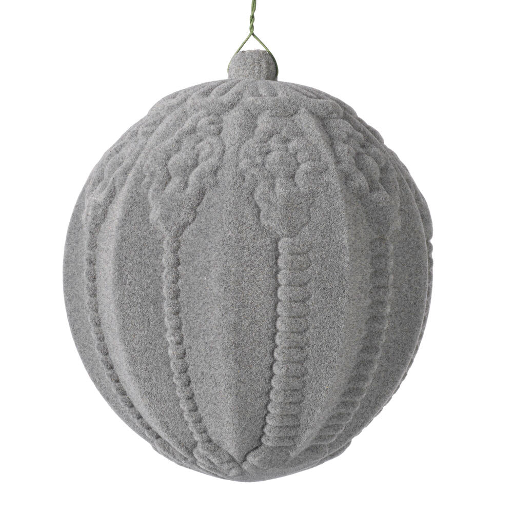 Vickerman 5.5" Silver Flocked Embossed Ball Ornament 2 per Bag