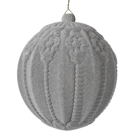 Vickerman 5.5" Silver Flocked Embossed Ball Ornament 2 per Bag