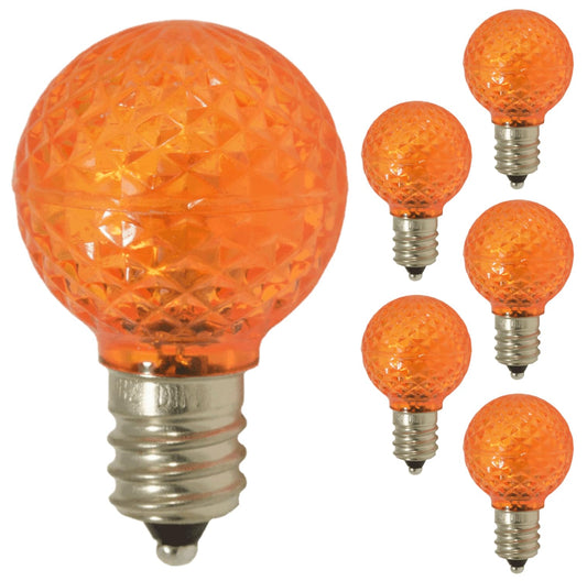 Damar- G9 LED Bulb Crystal Transparent Orange Dimmable 0.6W-0.96W E12 Candelabra Base 100-130V Pack of 6- Small Faceted Globe Mood Colored Lighting for Party Christmas Home Decoration