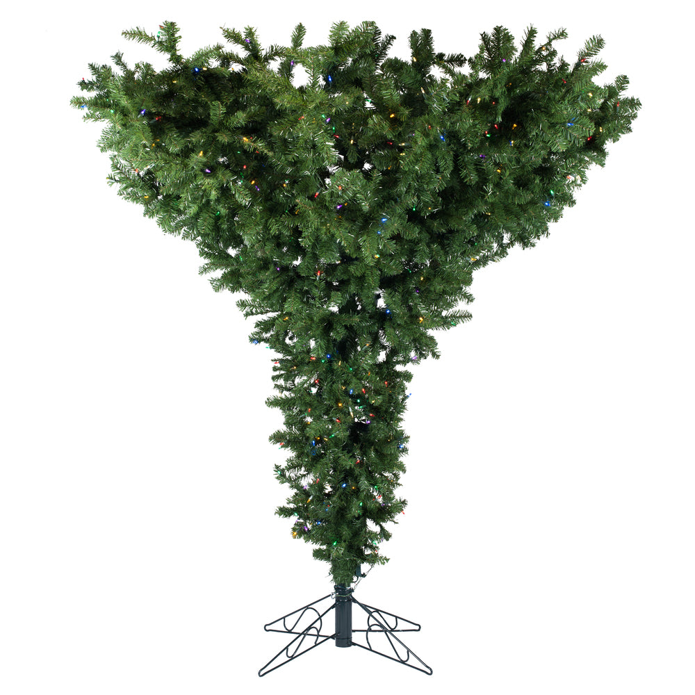 Vickerman 7.5' Upside Down Artificial Christmas Tree Dura-lit Multi-Colored LED Lights