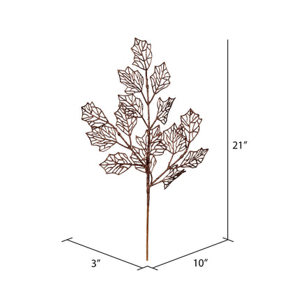 Vickerman 21" Chocolate Glitter Holly Leaf Lace Artificial Christmas Spray. Includes 12 sprays per pack.