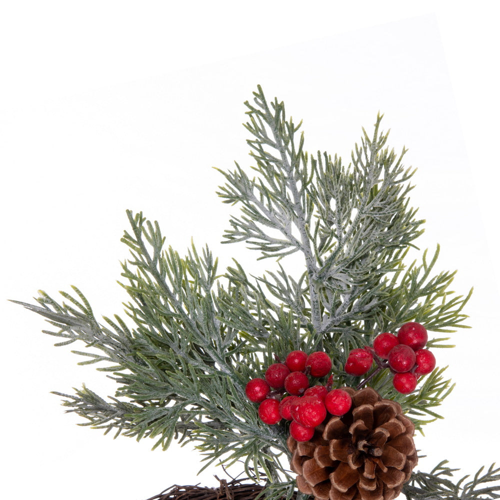 Vickerman 25" Artificial Green Cypress Cone Berry Wreath.