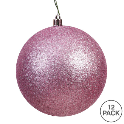 Vickerman 3" Mauve Glitter Ball Ornament 12 per Bag