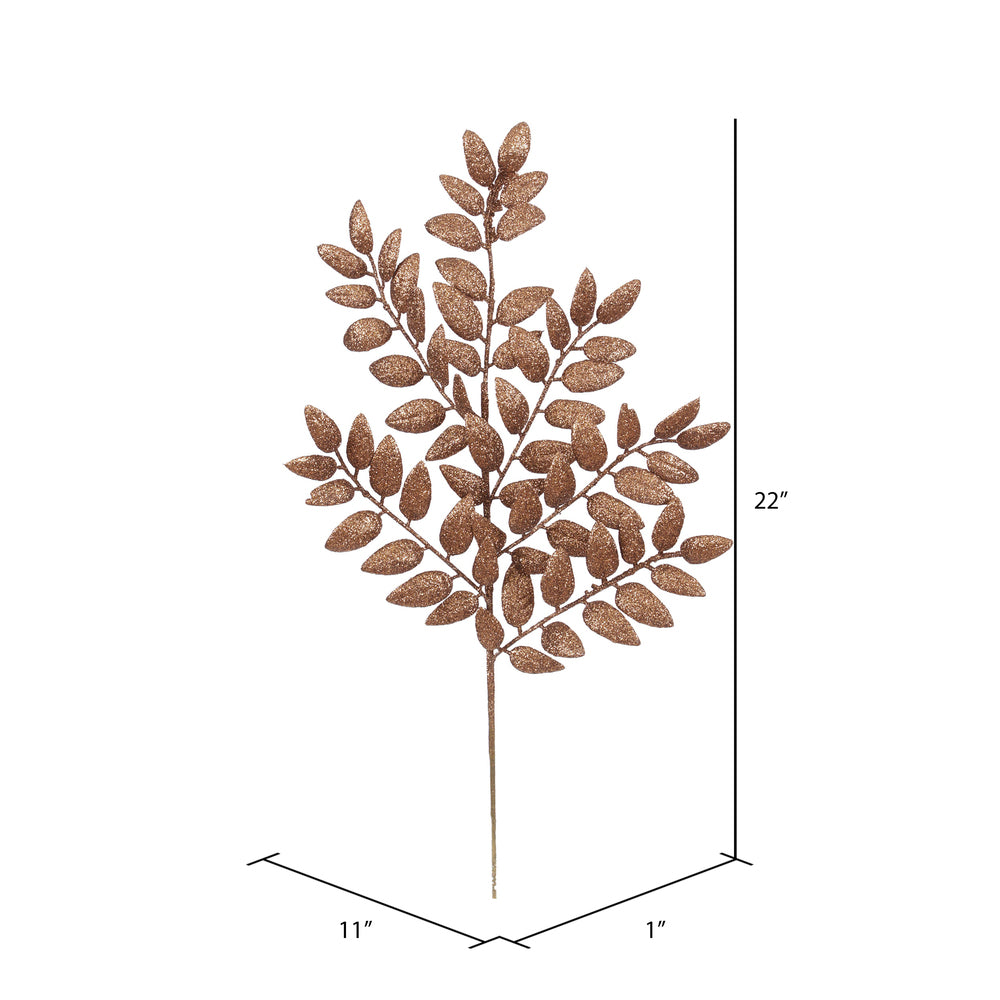 Vickerman 22" Chocolate Glitter Honey Locust Artificial Christmas Spray. Includes 6 sprays per pack.