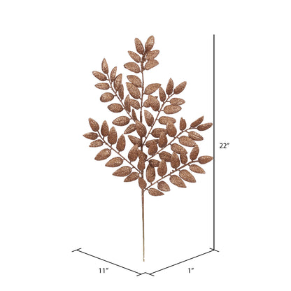 Vickerman 22" Chocolate Glitter Honey Locust Artificial Christmas Spray. Includes 6 sprays per pack.