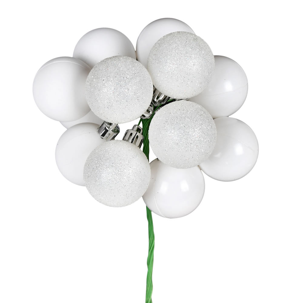 Vickerman 12" White Ball Ornament Christmas Pick 4 per set