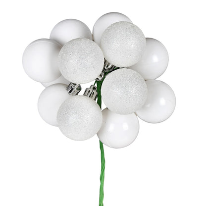 Vickerman 12" White Ball Ornament Christmas Pick 4 per set
