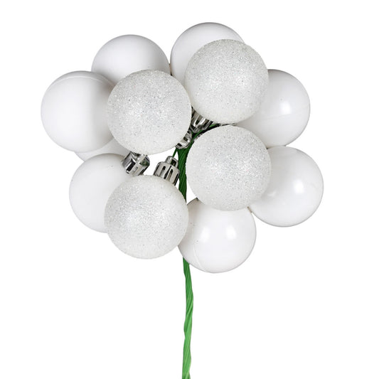 Vickerman 12" White Ball Ornament Christmas Pick 4 per set