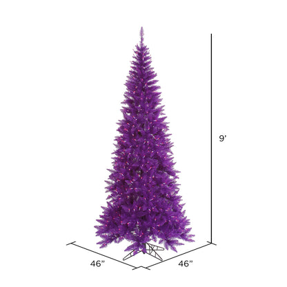 Vickerman 9' Purple Fir Slim Artificial Christmas Tree Purple  Dura-lit LED Lights