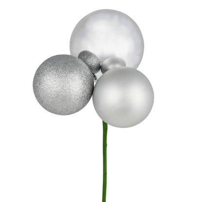 Vickerman 18" Silver Ball Ornament Christmas Pick 4 per set