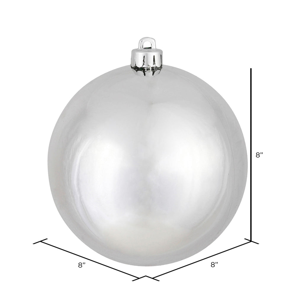 Vickerman 8" Silver Shiny Ball Ornament