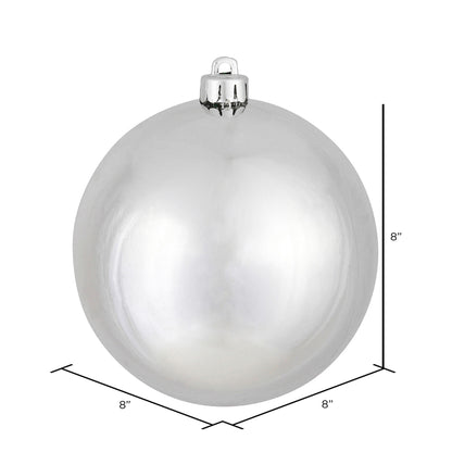 Vickerman 8" Silver Shiny Ball Ornament