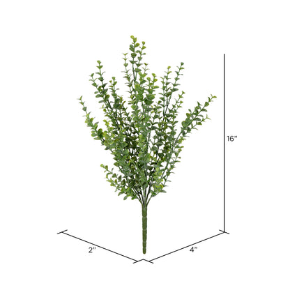 Vickerman 18" Artificial Mini Green Jade Leaf Bush UV Coated Set of 3
