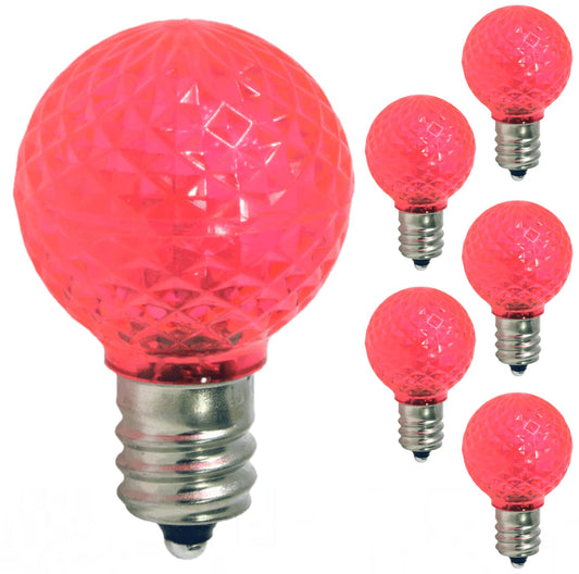 Damar- G9 LED Bulb Twinkle Faceted Crystal Transparent Pink 0.6W-0.96W E12 Candelabra Base 100-130V Pack of 6- Small Globe Mood Colored Lighting for Party Christmas Home Decoration
